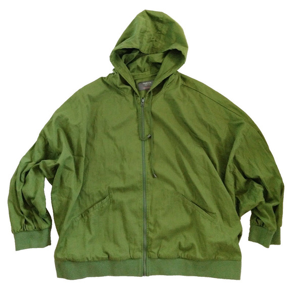 Torrid Green Twill Dolman Zip Front Anorak Jacket Plus Size 5X Hooded Light - Picture 2 of 8